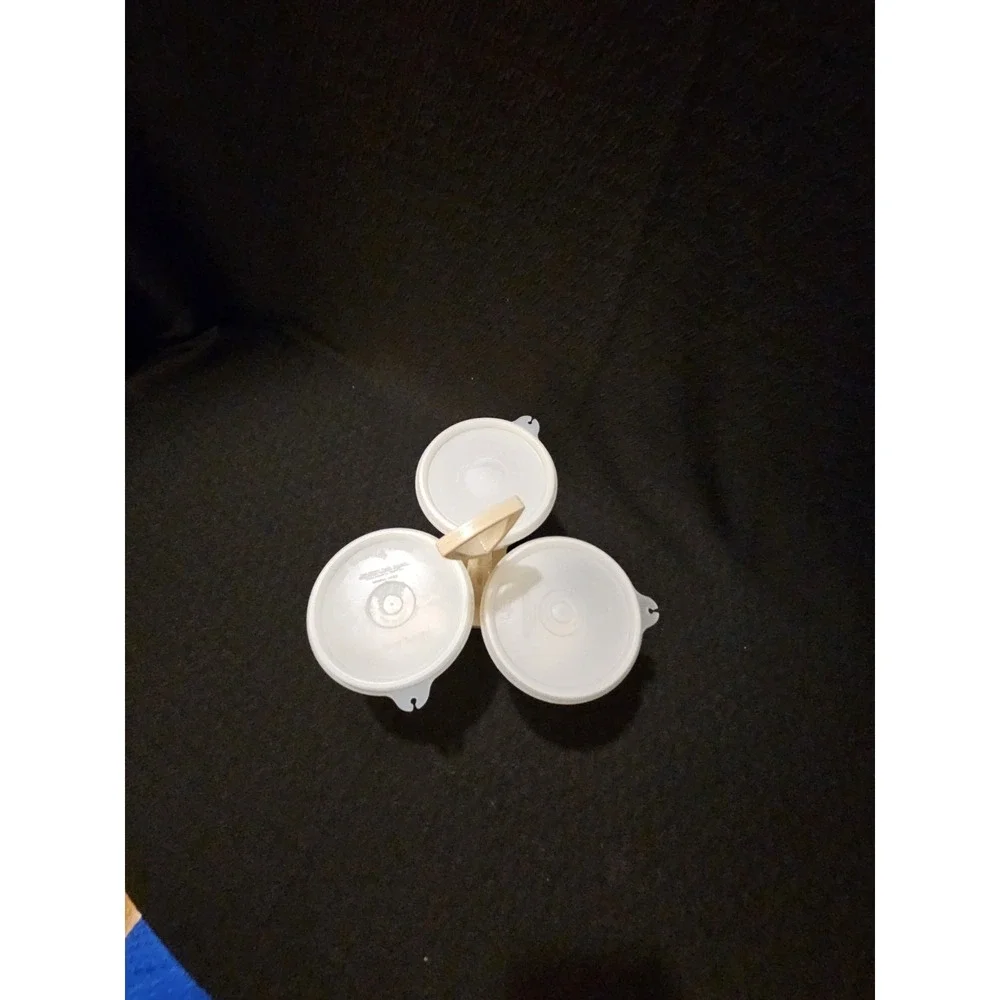 Tupperware Condiment Caddy 3 Piece‎ With Clear Lids Vintage